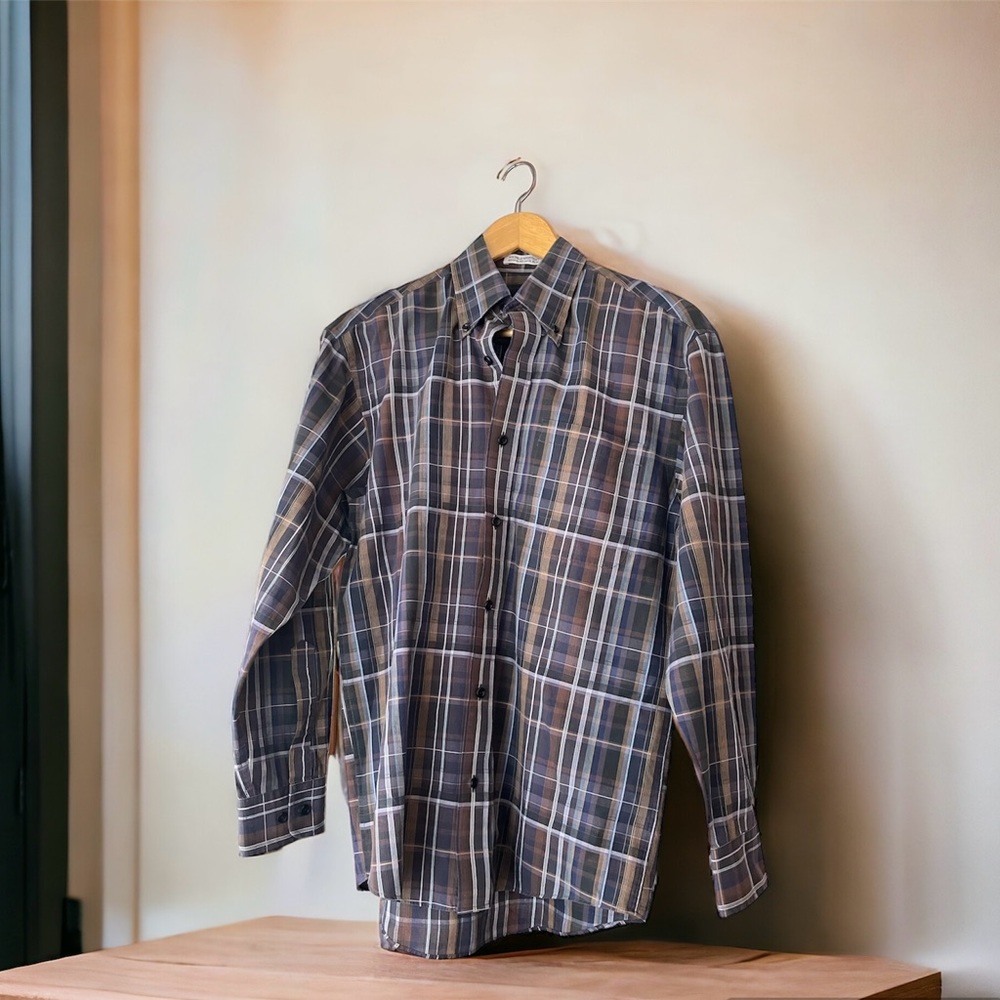 NEW Joseph & Feiss Wrinkle Reistant Striped Plaid Dress Shirt Small Men’s